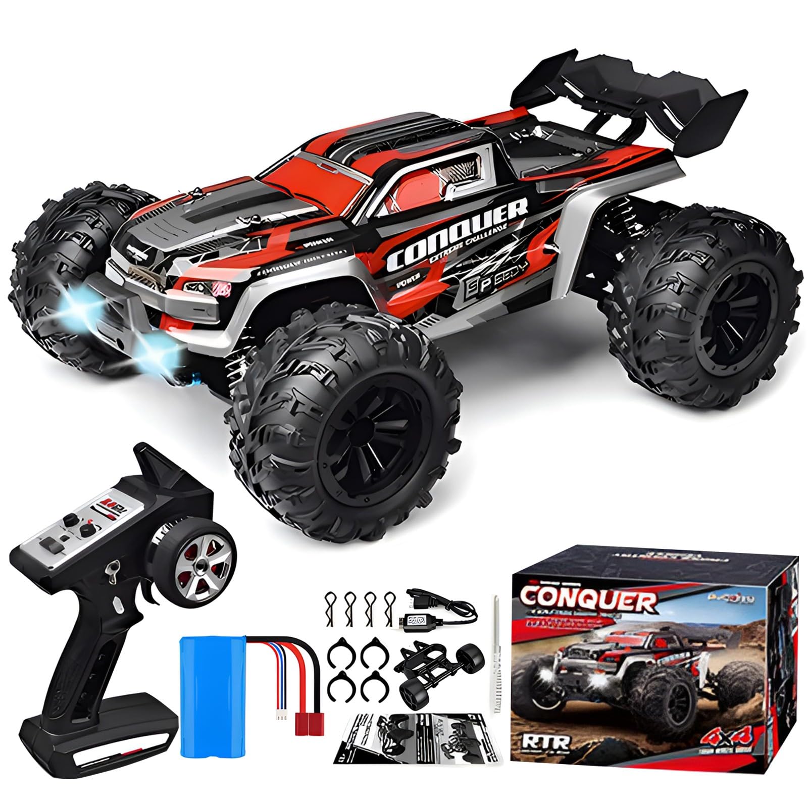 HSOH 1/16 Fast RC Car for Adults, Offroad Monster Truck, Max 50 KPH All-Terrain 4WD High-Speed Drift Vehicle, rc Drift Truck, Speed Adjustable (16102 50KM-H Box)