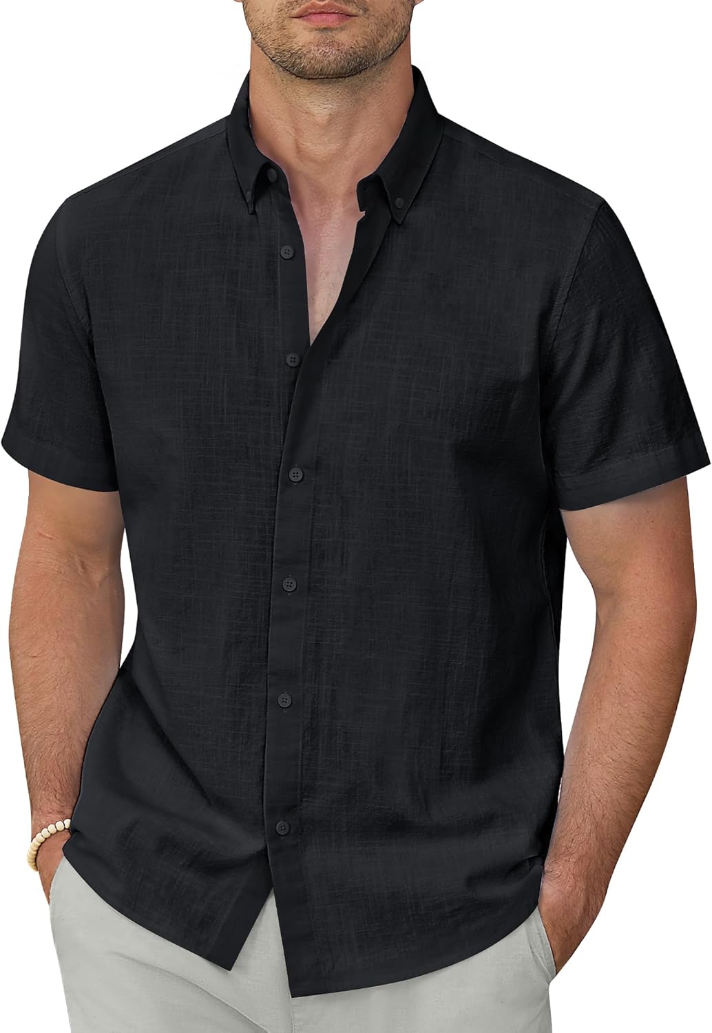 Lion Nardo Linen Shirts for Men Short Sleeve Linen Button Down Shirts Hawaiian Shirt for Men Beach Shirts Summer Shirts