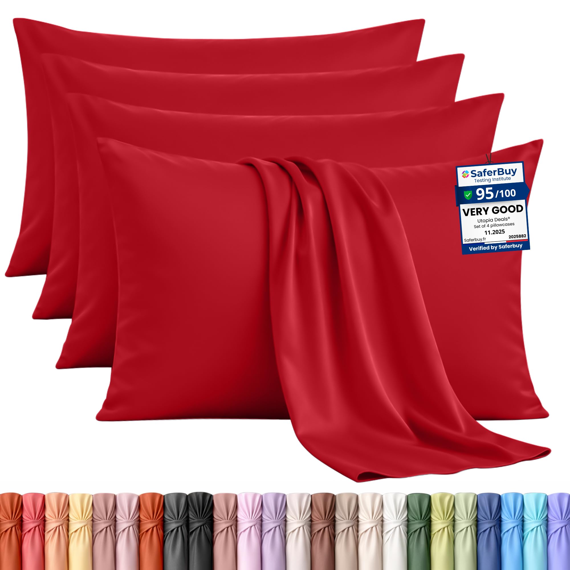 Utopia Bedding - 4 Pack Pillow Cases - OEKO-TEX - Standard Size 50x75 cm - 100% Brushed Microfiber Pillowcases with Envelope Closure, pillows not included - Wrinkle, Fade, & Stain Resistant - Grey — view 15