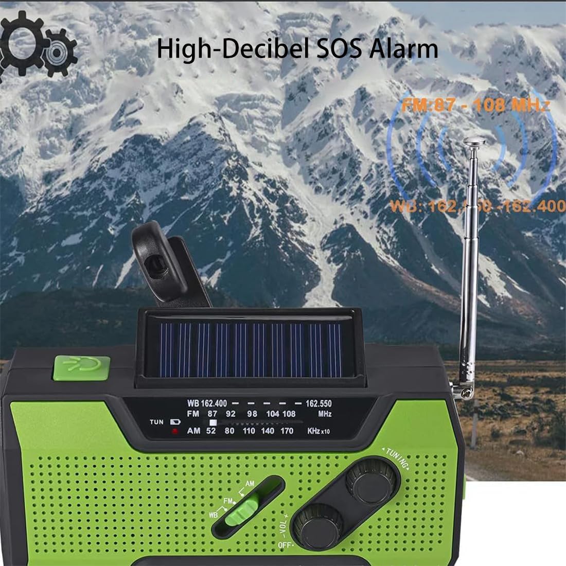 Hand Crank Solar Radio, Portable Solar Radios and Crank Emergency Radios, Emergency Weather Radio with USB Solar Hand Crank Charging (2PCS-Y-Y)