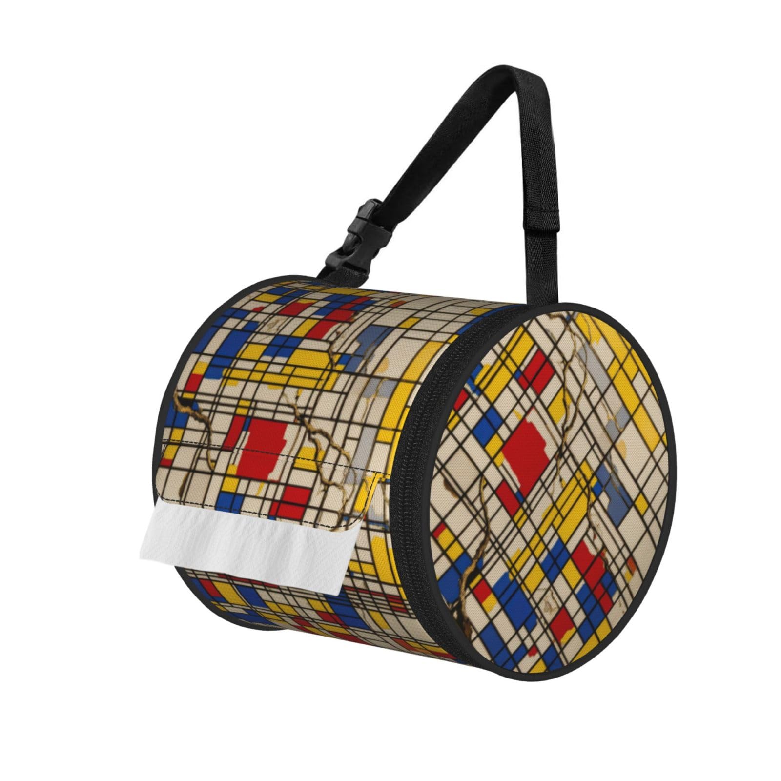 African Mud Cloth Tribal Printed Hanging Tissue Organizer, Smooth Zipper Oxford Cloth Roll Holder for RV Bathroom Desk