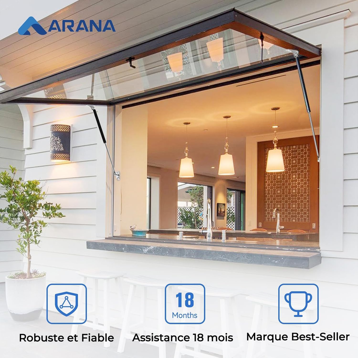 ARANA 711 mm, 1112N, 113 kg, molle a gas a pressione, 71 cm, ammortizzatore a pressione di gas, molla a gas, supporto idraulico per armadio, porta, botola soffitta, roulotte, cerniere mobili e