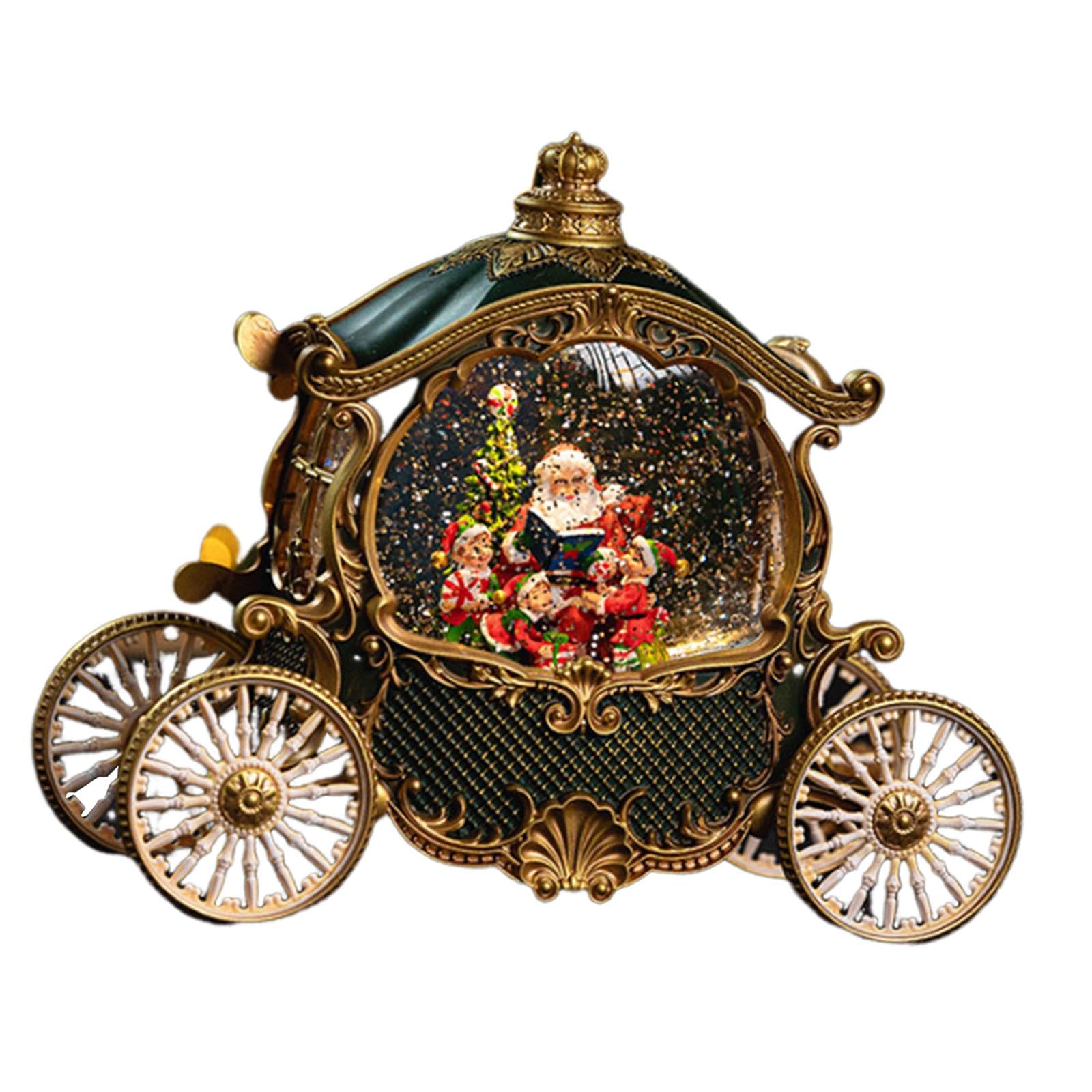 Globo di Neve Musicale con Carrozza Natalizia, Ideale Come Regalo per Le Feste, VERDE