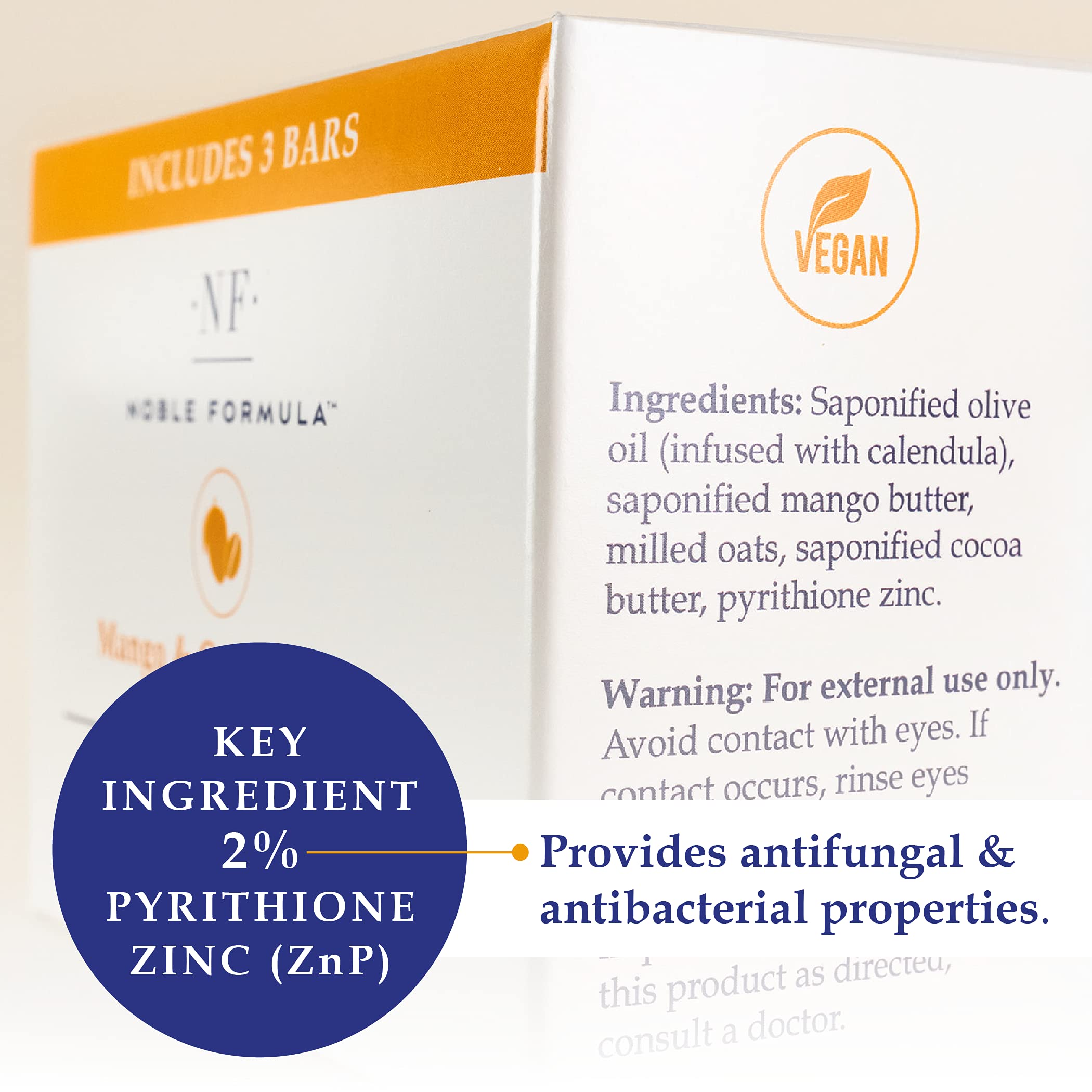 Noble Formula 2 Pyrithione Zinc (ZnP) Vegan Mango, Cocoa Butter, Olive