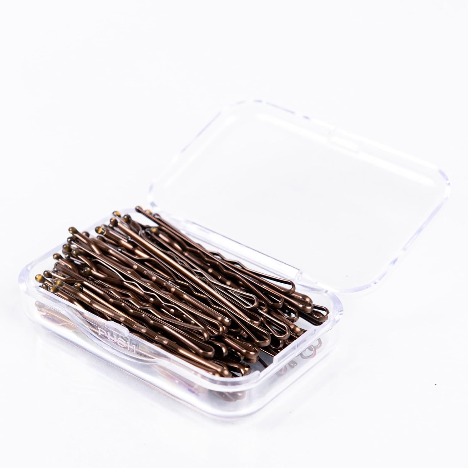 Amazon Basics No Slip Bobby Pins, 72 count, Brown, High Gloss Bobby Pins for Pain Free, Comfortable, All-Day Styling and UpDos. For All Hair Types