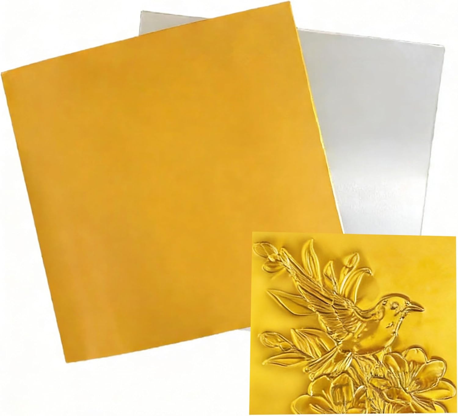 200 Sheets Gold Aluminum Foil Boards for Metal Crafts - 0.07mm Thick Heavy Duty Square Sheets for Painting, Engraving, Embossing and Art Project Mounting(Size:7.87×7.87in（20×20cm）)