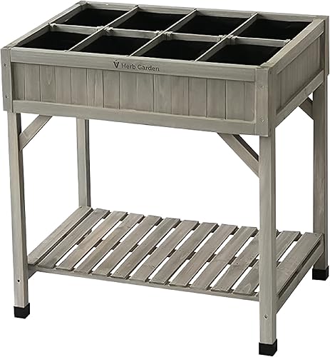 VegTrug macetero con 8espacios para hierbas de jardín color gris lavado
