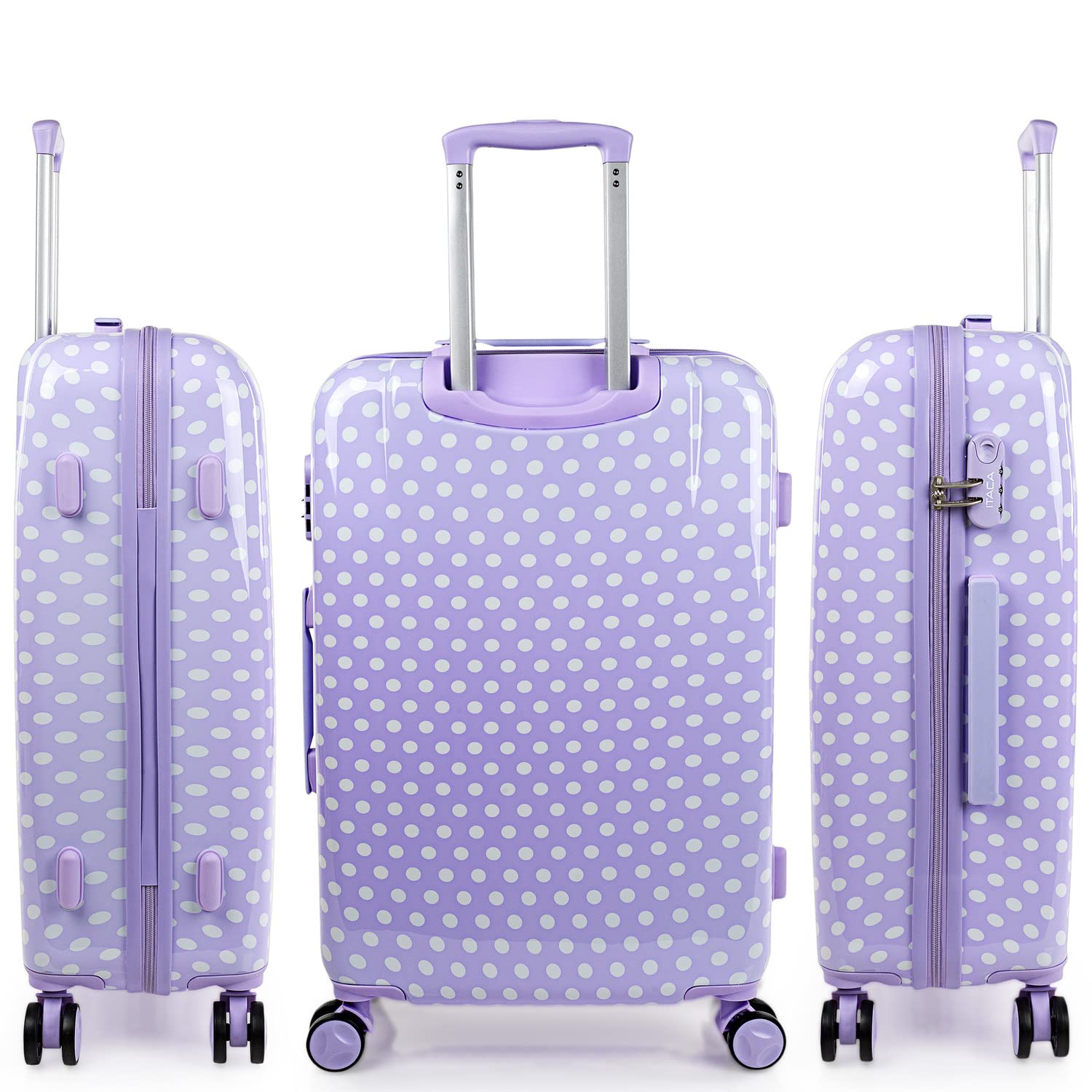 ITACA - Valigia Bambina Mediano - Valigia Bambini Resistente e leggera - Trolley Bambina leggera con 4 ruote Cabina aereo - Trolley Bambino Lucchetto a combinazione, Malva