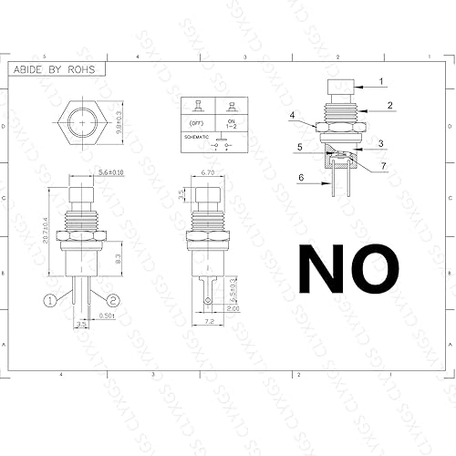 Miniatura 4 de Clyxgs Interruptor de botón momentáneo, SPST normal abierto sin interruptor de 2 pines mini micro 1A 250V AC tapa roja 30 PCS