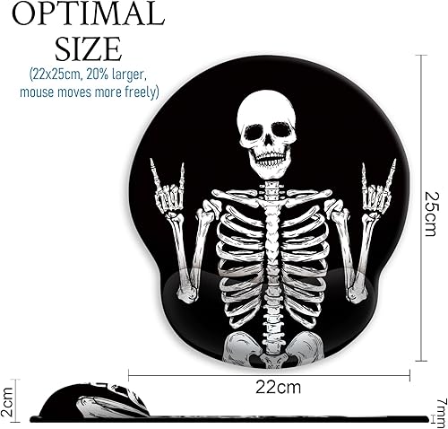 Miniatura 4 de Blusabaca Alfombrilla de mouse ergonómica con reposamuñecas, alfombrilla de mouse de esqueleto de calavera gótica, soporte de muñeca para