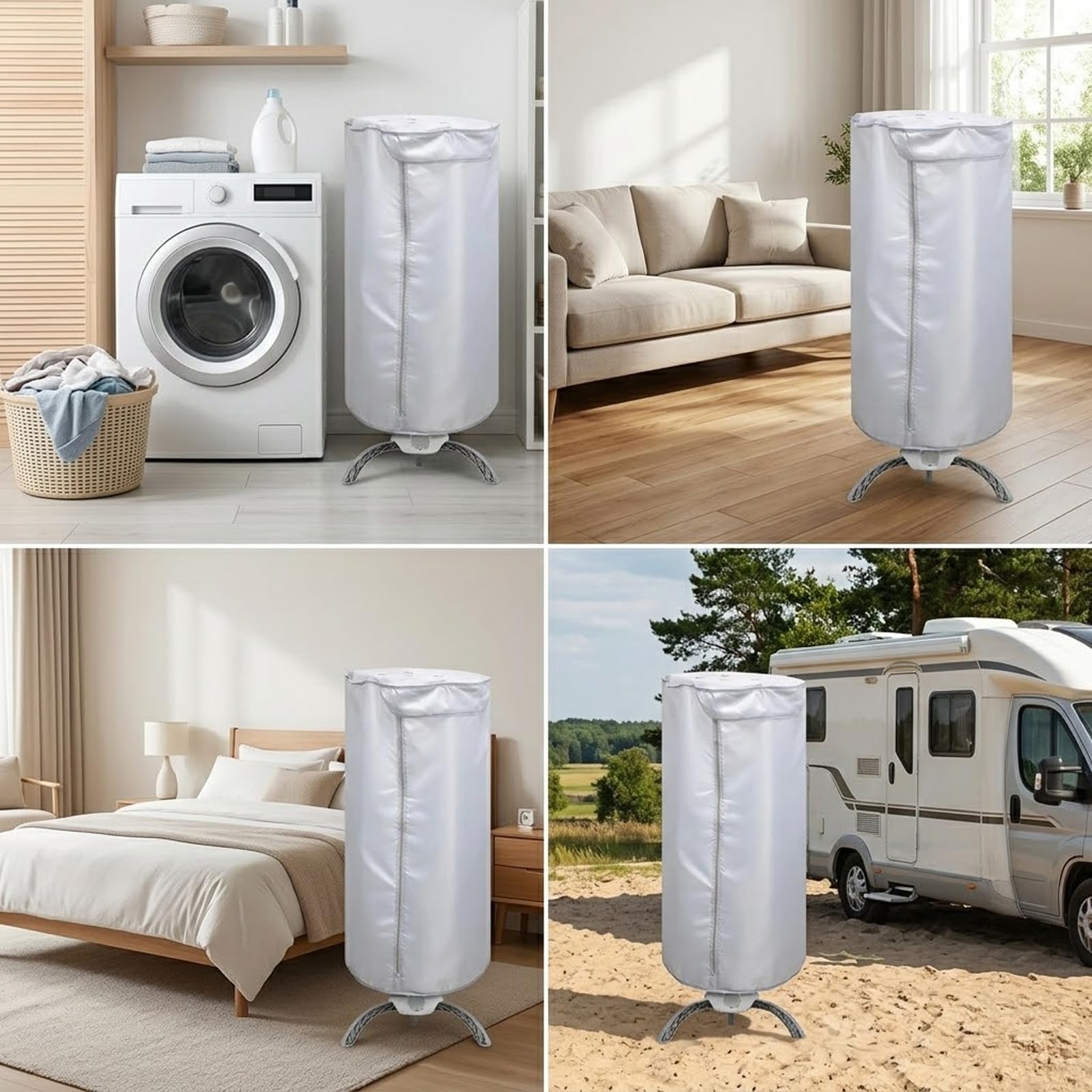 Portable Electric Clothes Dryer, 1000W Compact Clothes Airer with Cover, 2-layer 12kg Indoor Home Dorms Wet Laundry Warm Air Drying, Portable Dryer for Apartment Dorm Travel — view 7