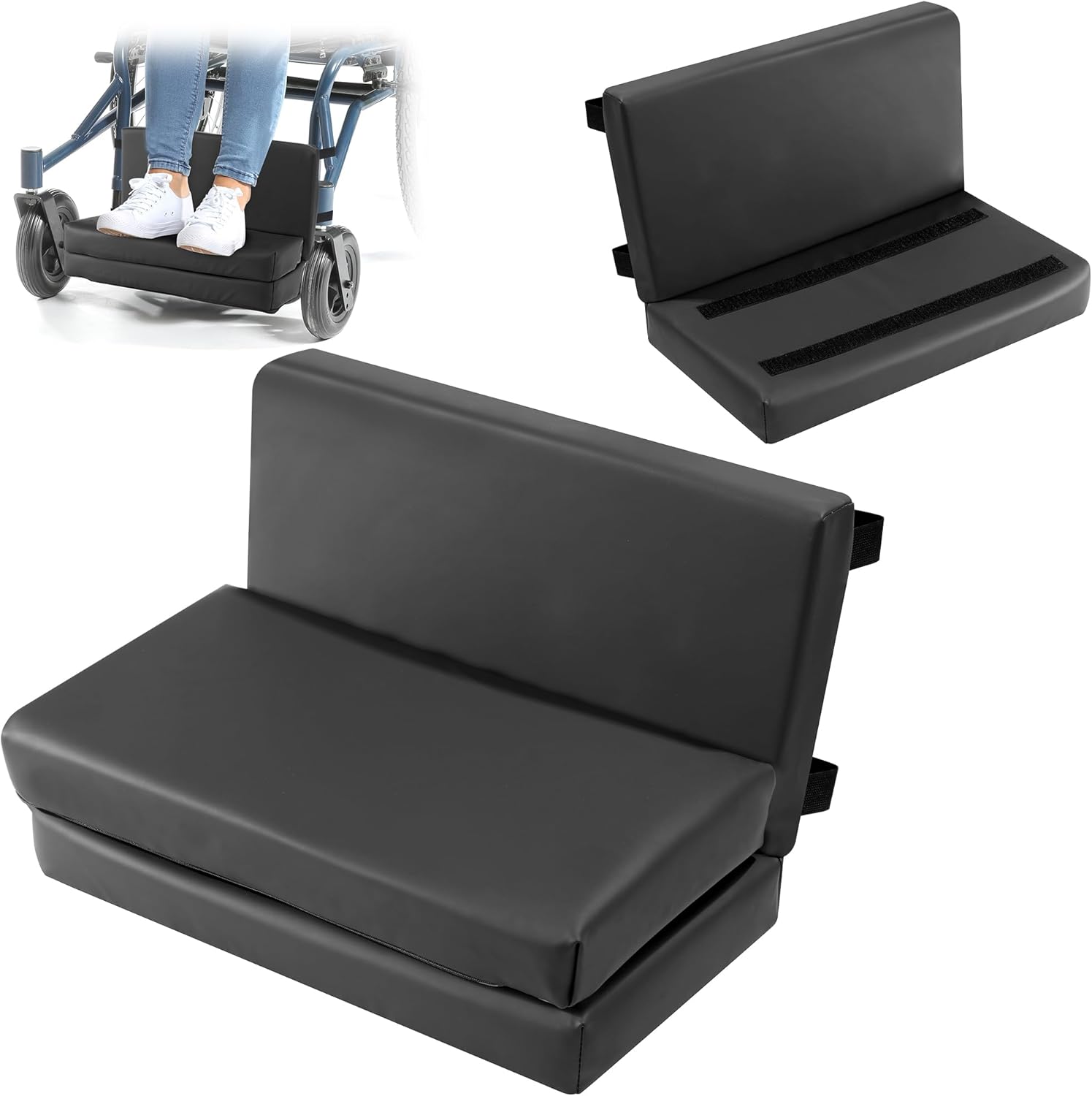 BALAPET Adjustable Wheelchair Leg Rest, High Density Foam Wheelchair Foot Support, Extender Calf Elevated Pad for Wheelchair, Soft and Comfortable Leg Cushion Protector for Home Hospital(Black)