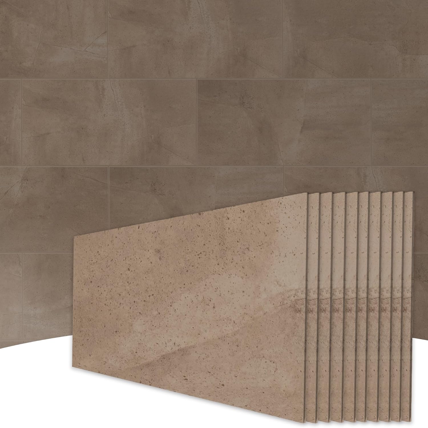 Décor Wow Peel and Stick Wall Tiles, 12” x 24” Tiles, 10-Pack (20 sq ft), Venice Beige Stone