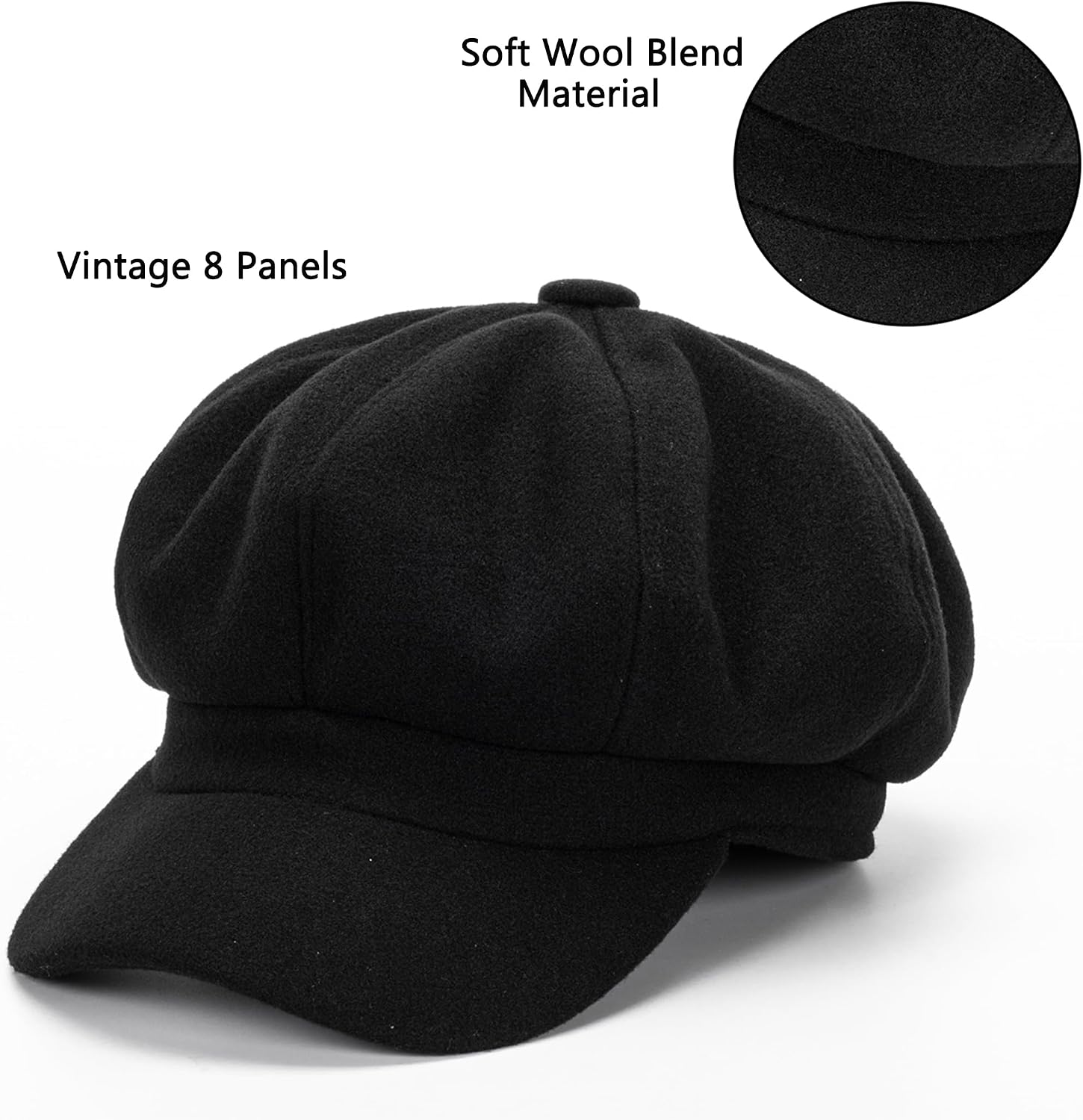 Pageboy Hat for Women Wool Felt Newsboy Caps Vintage 8 Panels Beret Plaid Cabbie Bakerboy Hats Captain Cap Hat S/M