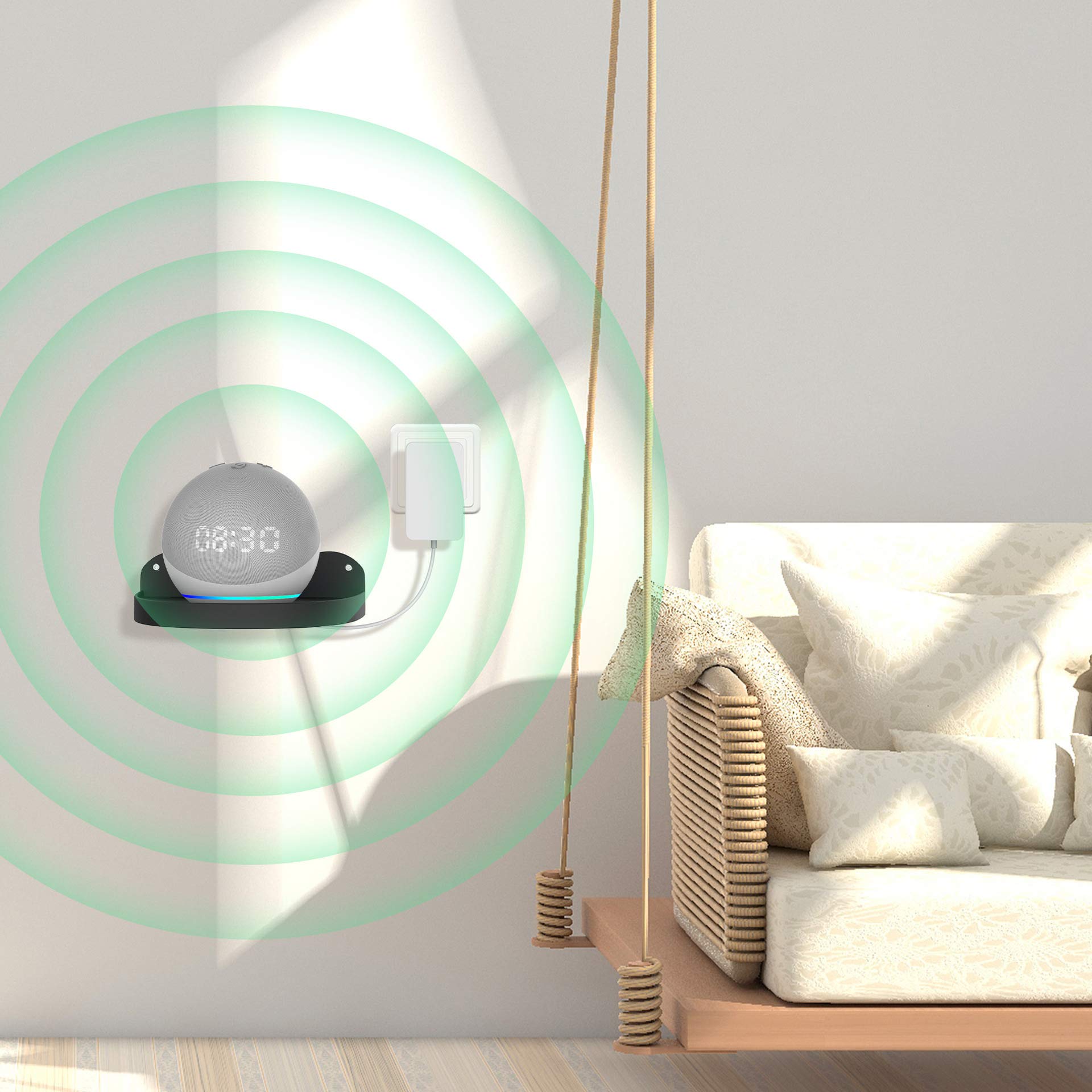 Aokicase Halterung Für Echo Dot 4 & 5 - Wand- Und Tischhalterung Ohne Bohren, Schwarz