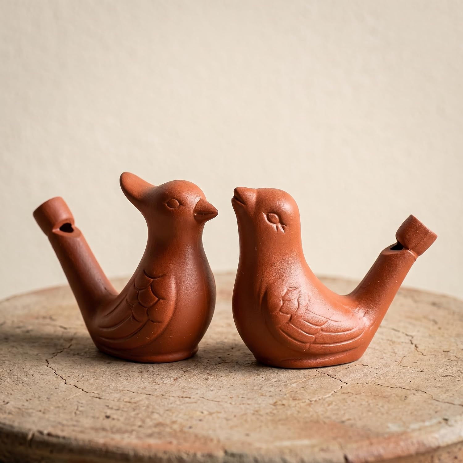 2Pcs Bird Water Whistles, Warbler Bird Caller Purple Clay Pottery image 5