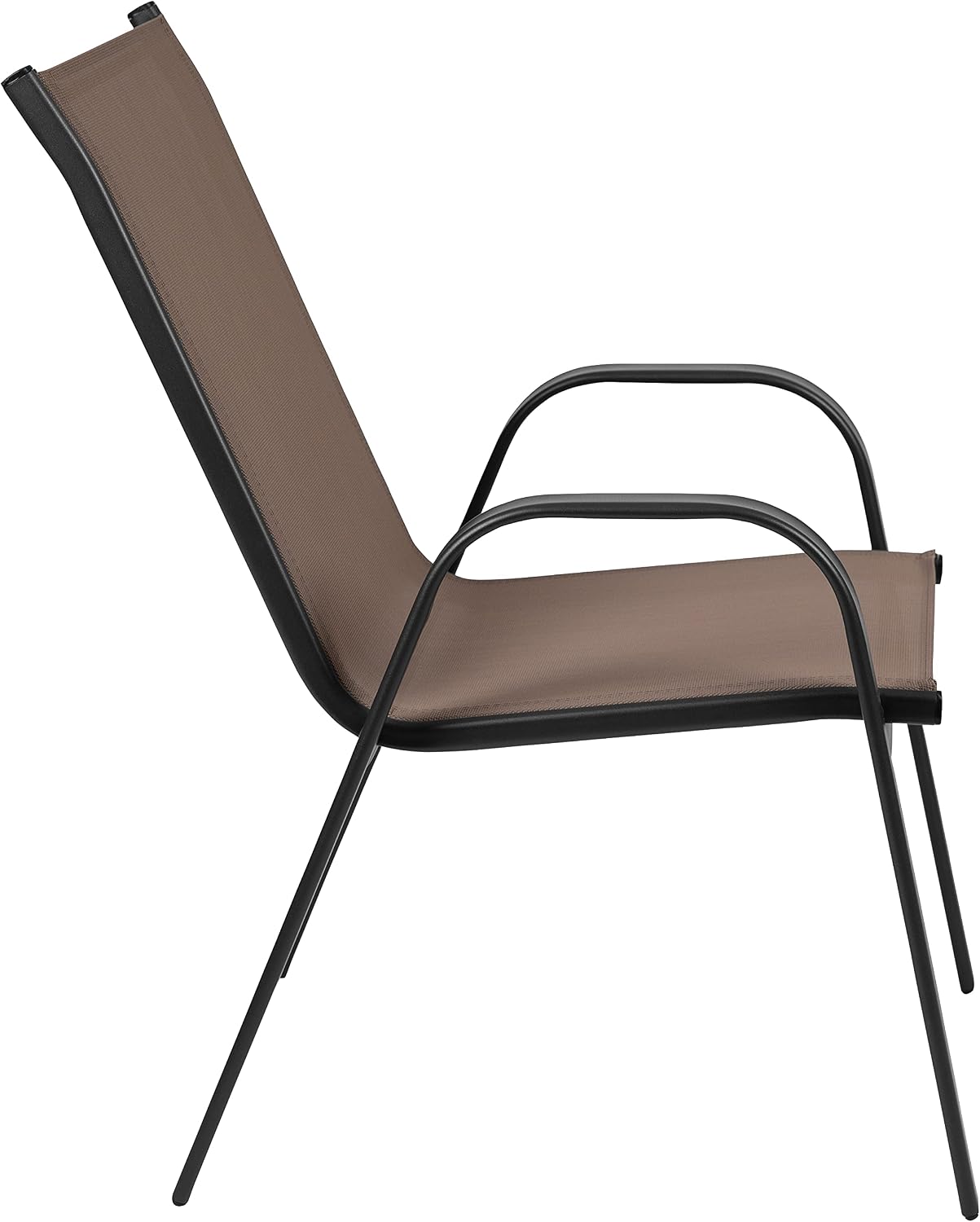 Merrick Lane Set of 4 Manado Series Patio Chairs - Brown Flex Comfort Material - Powder Coated Metal Frame - Stack up to 4 High - Ships Fully Assembled