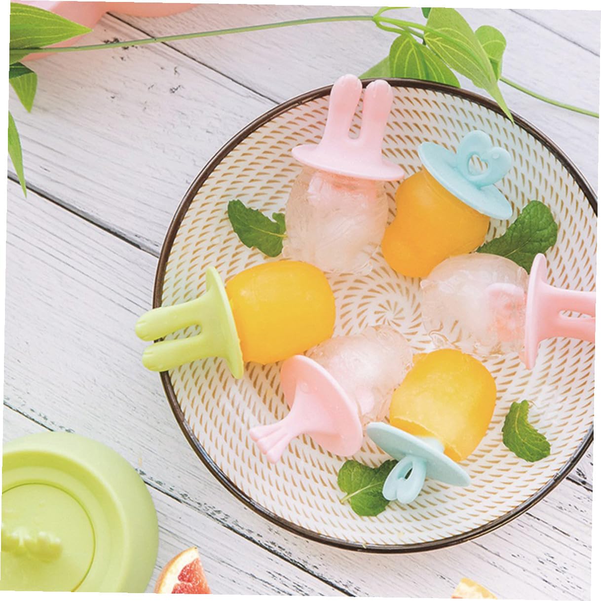 GARVALON 4 juegos Moldes para Polos de Silicona Reutilizables con Diseño Animal de Colores Verde Rosa y Azul Aptos para Helados Yogur y Cubitos de Hielo DIY