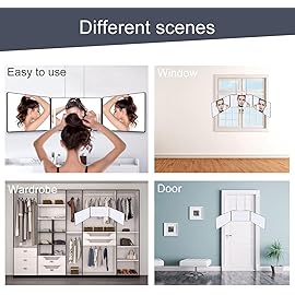 JANMPASK LED 3 Way Mirror for Self Cutting Mirror Vanity Barber Supplies Accessories 360 Makeup with Light Trifold to See Back of Head