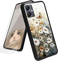 Vista 183 de Funda para Samsung Galaxy A12 5G con protector de pantalla, parte trasera de vidrio templado + TPU de silicona suave que absorbe los golpes
