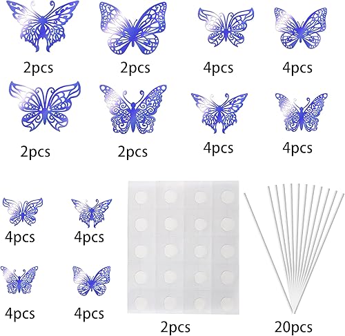 Miniatura 3 de Paquete de 40 adornos de mariposa 3D para tartas de mariposas de estilos mixtos, para baby shower, niños, cumpleaños, boda, aniversario, fiesta,