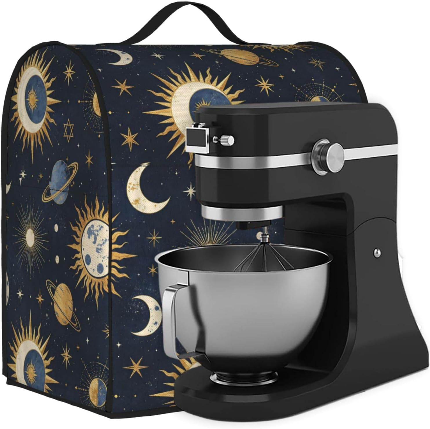 Stand Mixer Cover with Pockets Blue and Navy Sun with Moon for 6-8 qt Coffee Maker Blender Covers Accessories