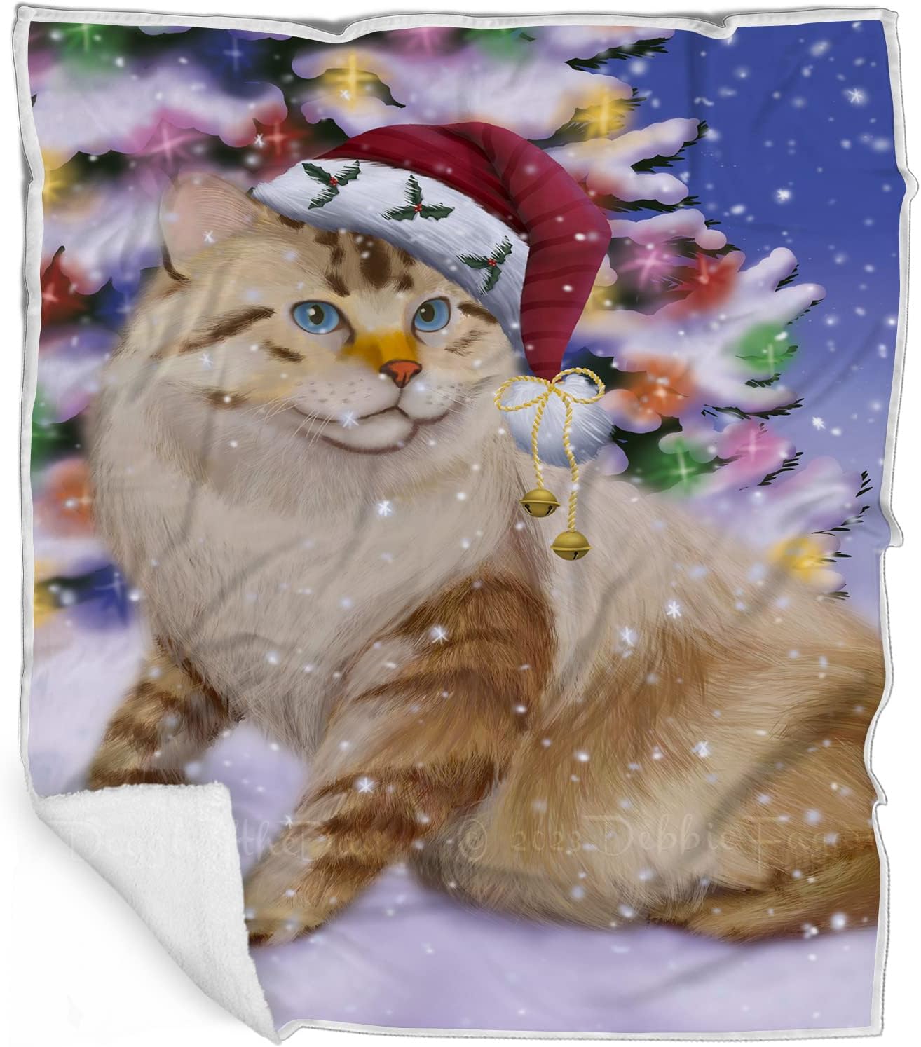 Doggie of the Day American Bobtail Cat Blanket - Christmas Winterland Wonderland - Super Soft & Warm Pet Theme for Sofa or Bed, Warm Fleece, Sherpa or Woven Material, BLNKT88371 (30x40 Fleece)