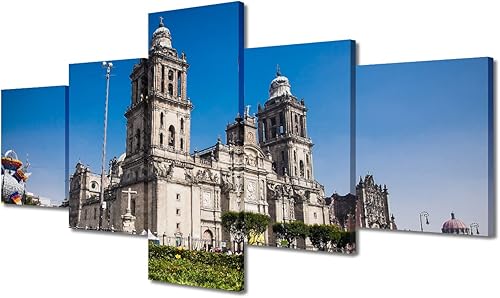 Vista 30 de TUMOVO 5 paneles de arte de pared de volcán en México, impresión sobre lienzo, paisajes naturales, cuadros para dormitorio, decoración del hogar