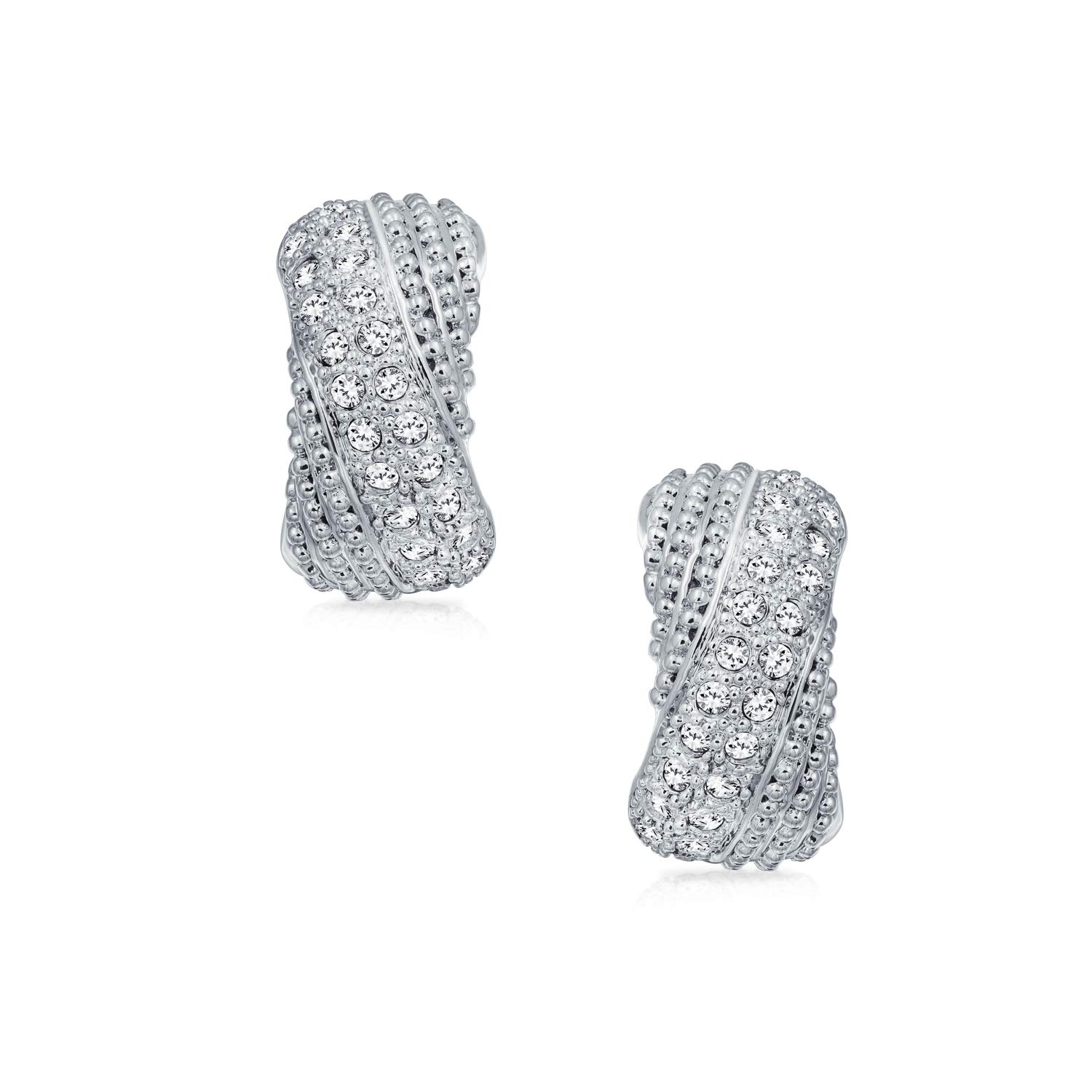 Boucles D'Oreilles Clips Motif Croix Croix Croiséee Pour Femmes, Oreilles Non Percées, Laiton Plaqué Argent