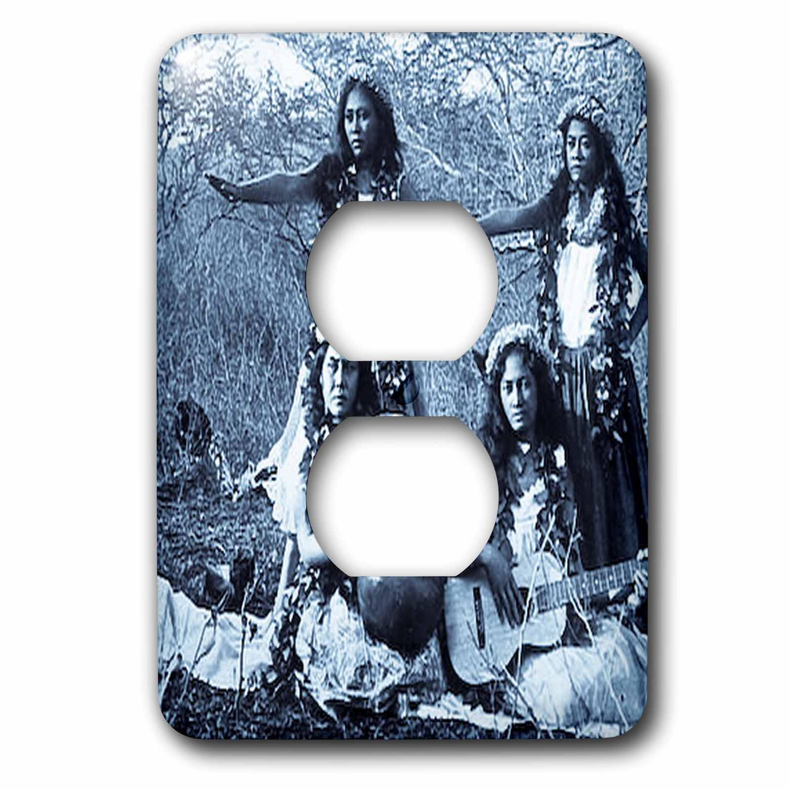 Cache-prise vintage Hula Girls pour habiller élégamment vos anciennes fiches murales doubles