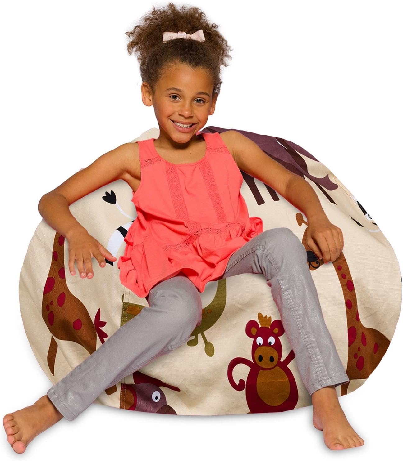 Posh Beanbags Bean Bag Chair, Large Machine Washable - Canvas White Stars on Gray