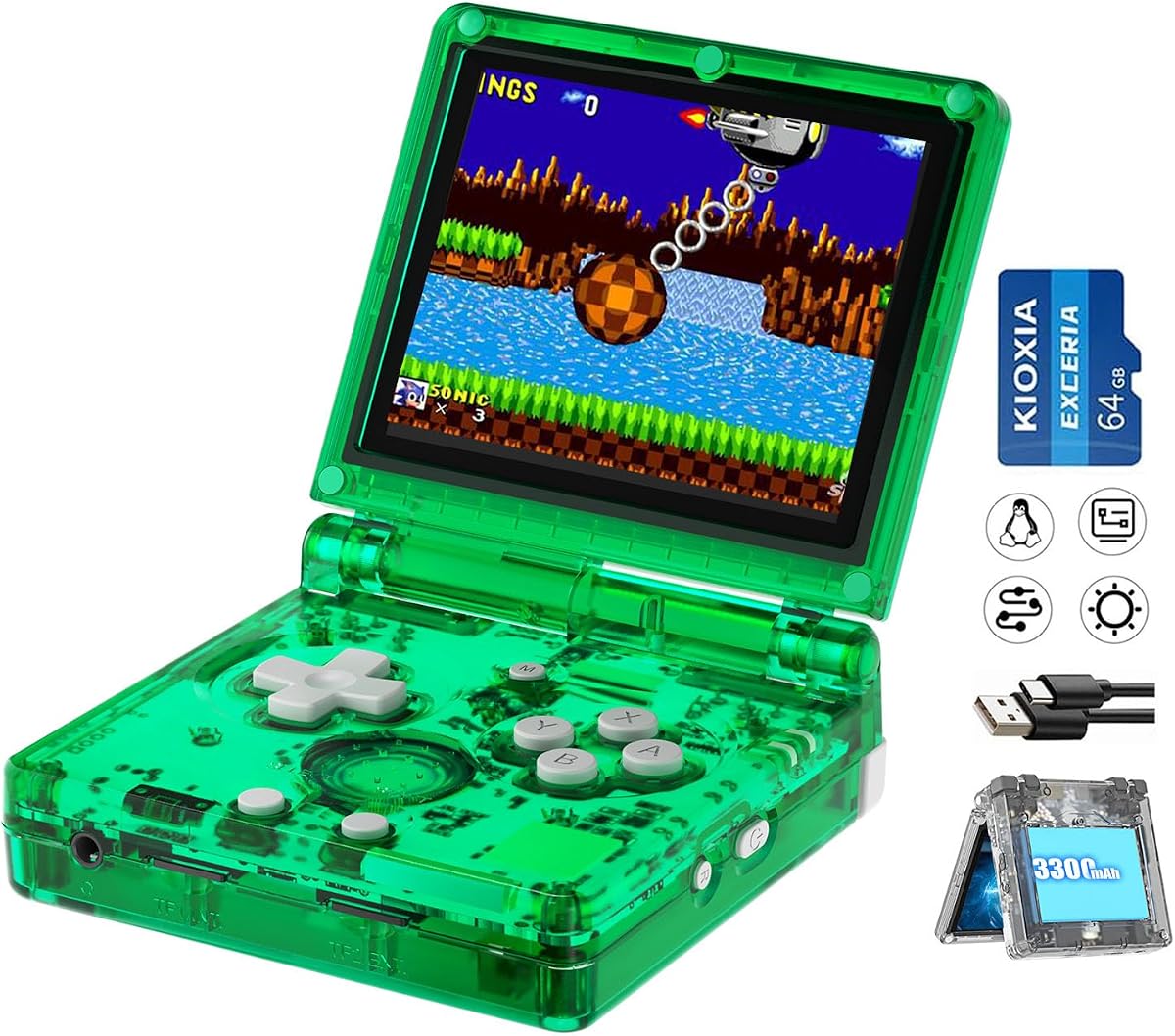 RG35XXSP Flip Portable Retro Handheld Game Console,RG35XXSP 3.5 Inch IPS Screen Linux System with 64G TF Card Pre-Installed 5532 Games,Clamshell Games Consoles Supports 5G WiFi Bluetooth HDMI xxsp