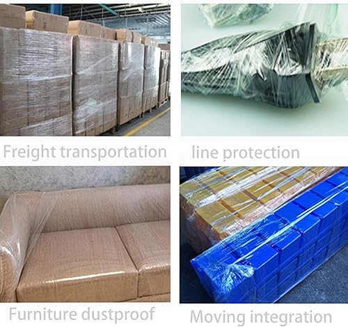 Miniatura 5 de WELSTIK Película elástica, calibre 80, 5 pulgadas x 1000 pies, envoltura retráctil para envoltura de paletas, con mango antideslizante azul, protege