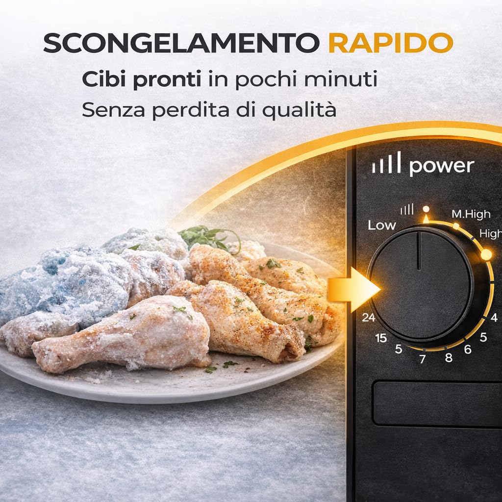DIGIQUEST GRILLWAVE Forno a Microonde con Grill 20 Litri | Riscalda, Scongela e Gratina in Pochi Minuti | 9 Livelli di Potenza | Timer 30 Minuti | Segnale di Fine Cottura | 700W | Nero