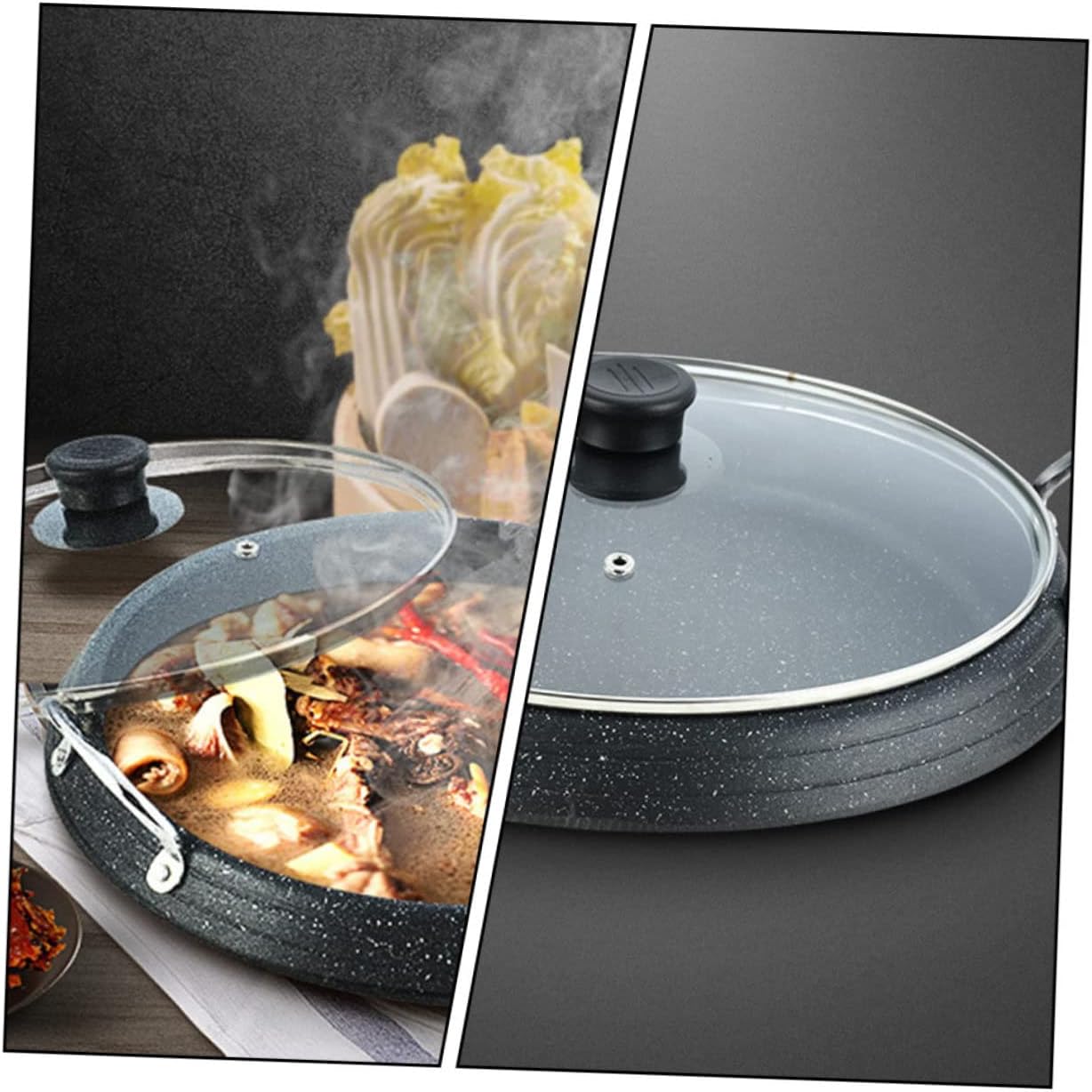 Ciieeo Korean BBQ Grill Pan Round Non-Stick Baking Tray Medical Stone Material Smokeless Design for Home and Outdoor Cooking Compatible Induction and Gas Stoves