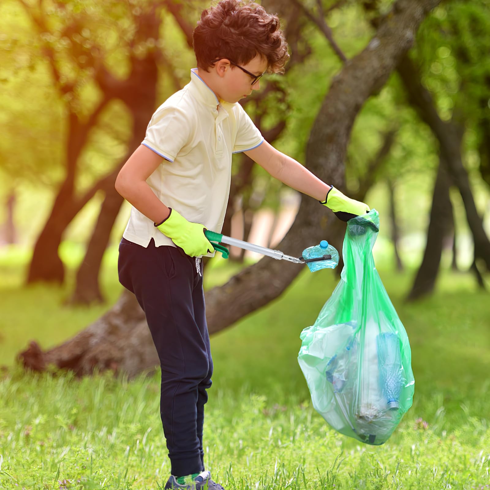 TEHAUX Pince A Dechet en Alliage D'aluminium Robuste Pince Élastique Haute Résistance, Outil D'aide la Portée pour Ramasser Déchets Parc L'école