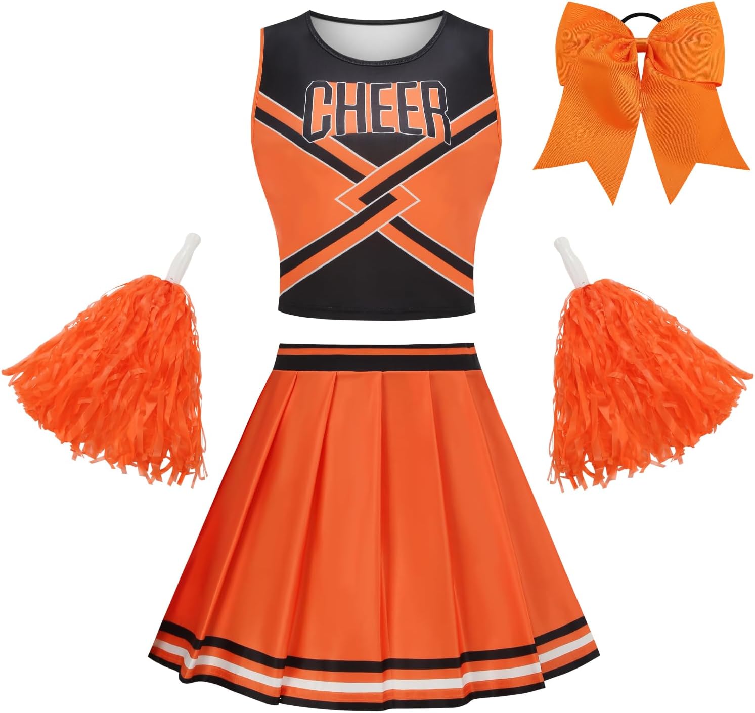 Women Cheerleader Uniform Costume Adult Crop Top Cheer Outfit Halloween Party Cosplay