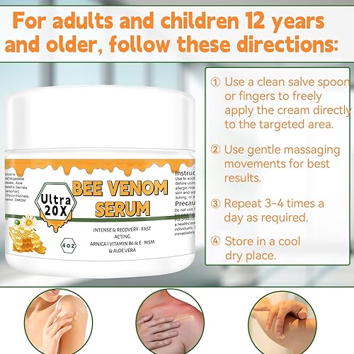 Miniatura 7 de QUIETSPACE Bee Venom - Crema de huesos musculares para articulaciones, acción rápida de 12 horas, liberación para espalda, cuello, manos, pies,