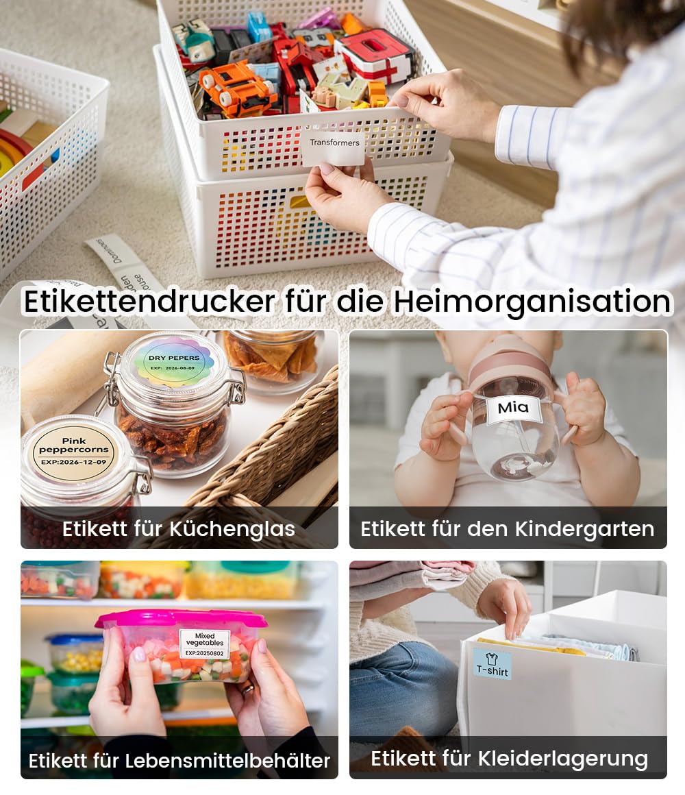 Phomemo M110 Etikettendrucker mit 3 Etikettenrollen, Beschriftungsgerät Selbstklebend für Telefon und PC, Bluetooth Etikettendrucker, Etikettiergerät für Zuhause, Büro und kleine Unternehmen