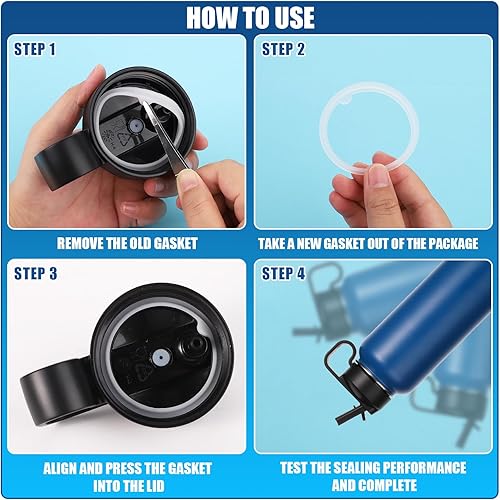 Miniatura 5 de 6 piezas de junta de sello de repuesto para Thermoflask 16 onzas, 24 onzas, 32 onzas, 40 onzas, piezas de botella de agua herméticas con tapa de