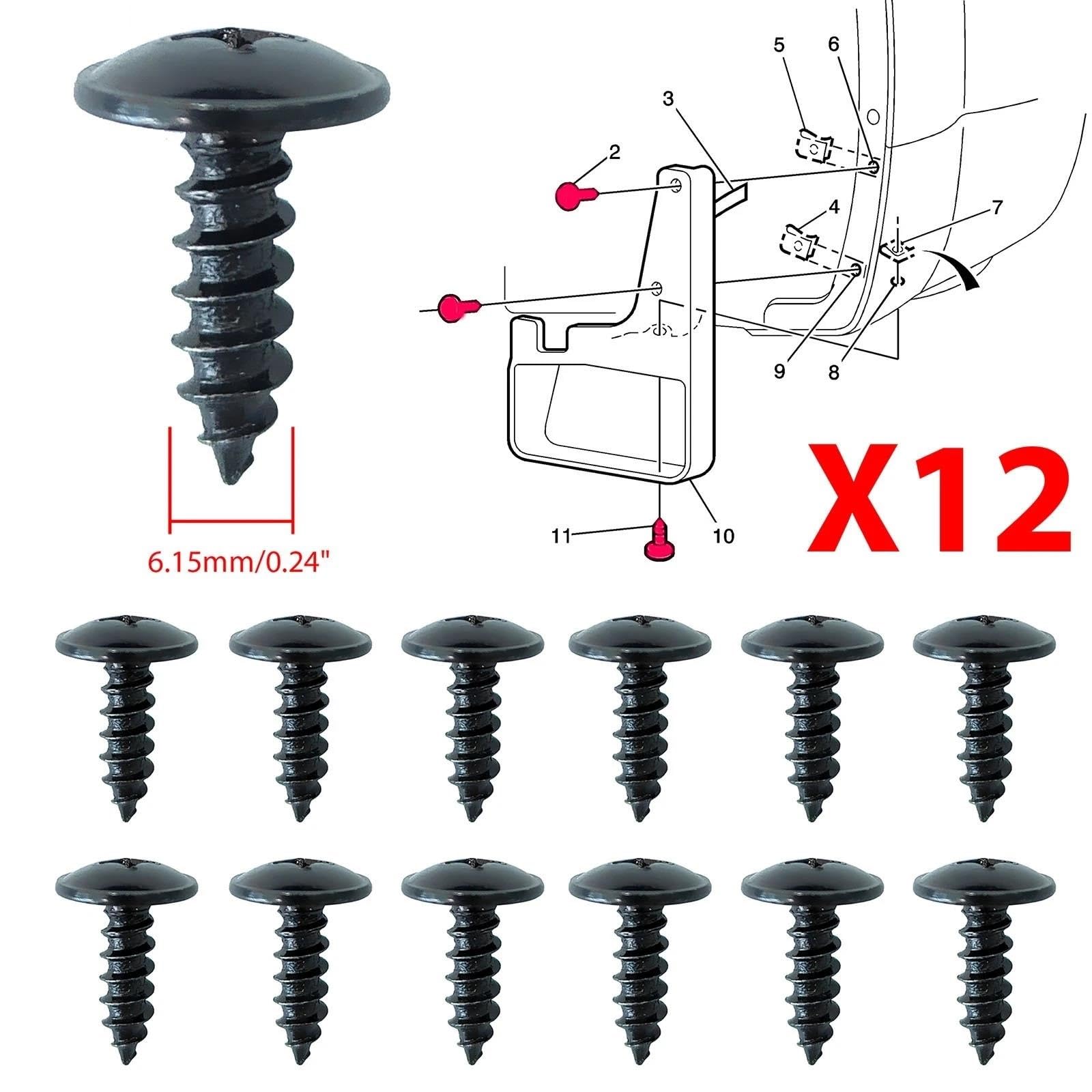 Lot 12 Vis Autotaraudeuses Pour Bavettes Pare-boue Et Protections Pare-chocs Voiture Pour Toyota Pour Kia Pour Hyundai Pour Ford