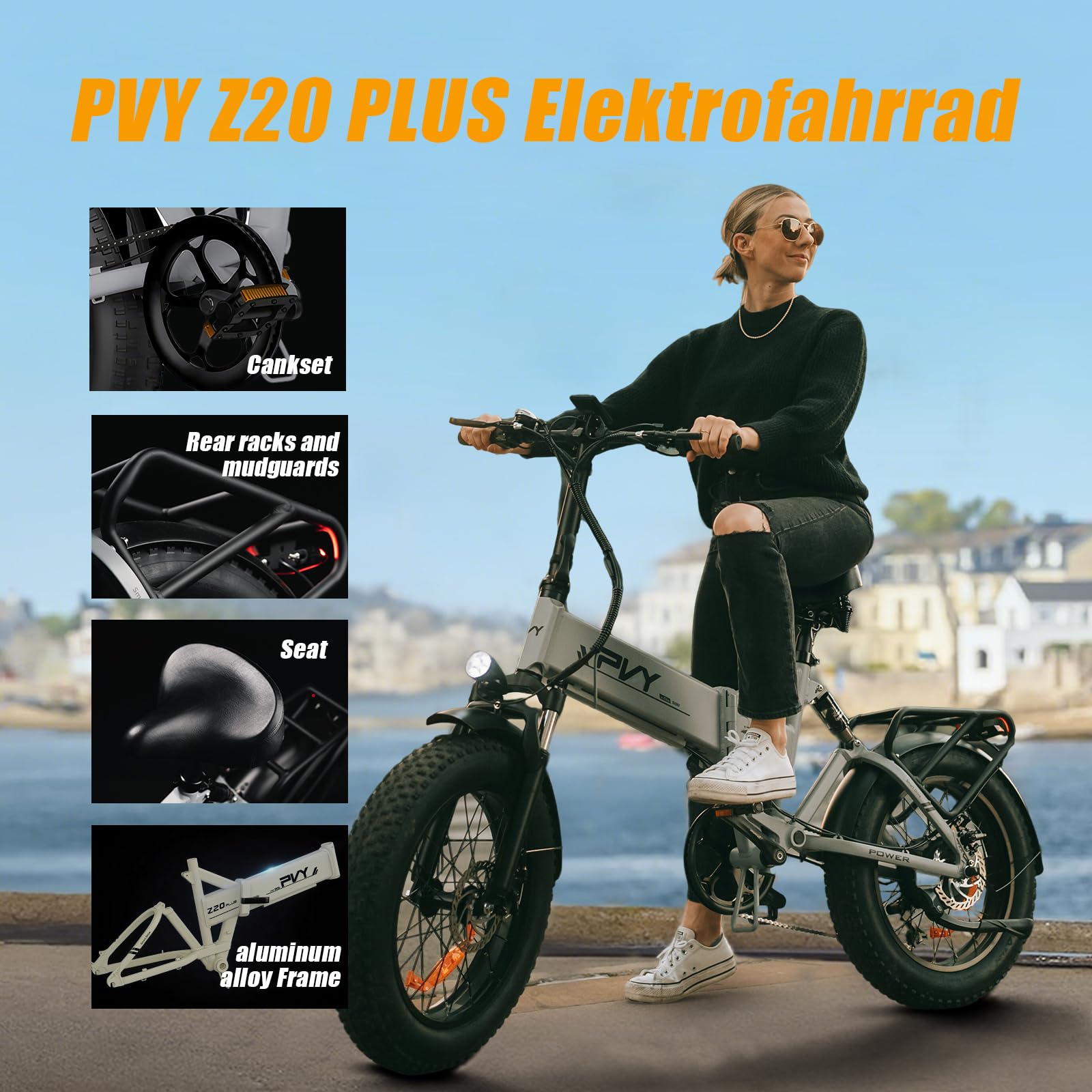 Z20 Plus E-Bike Klapprad, 20 * 4.0 Fatbike mit 48V 16,5Ah Akku, 250W Motor, 100Nm Drehmoment, 7-Gang Getriebe, Reichweite bis zu 120km, All Terrain E Bike für Herren Damen