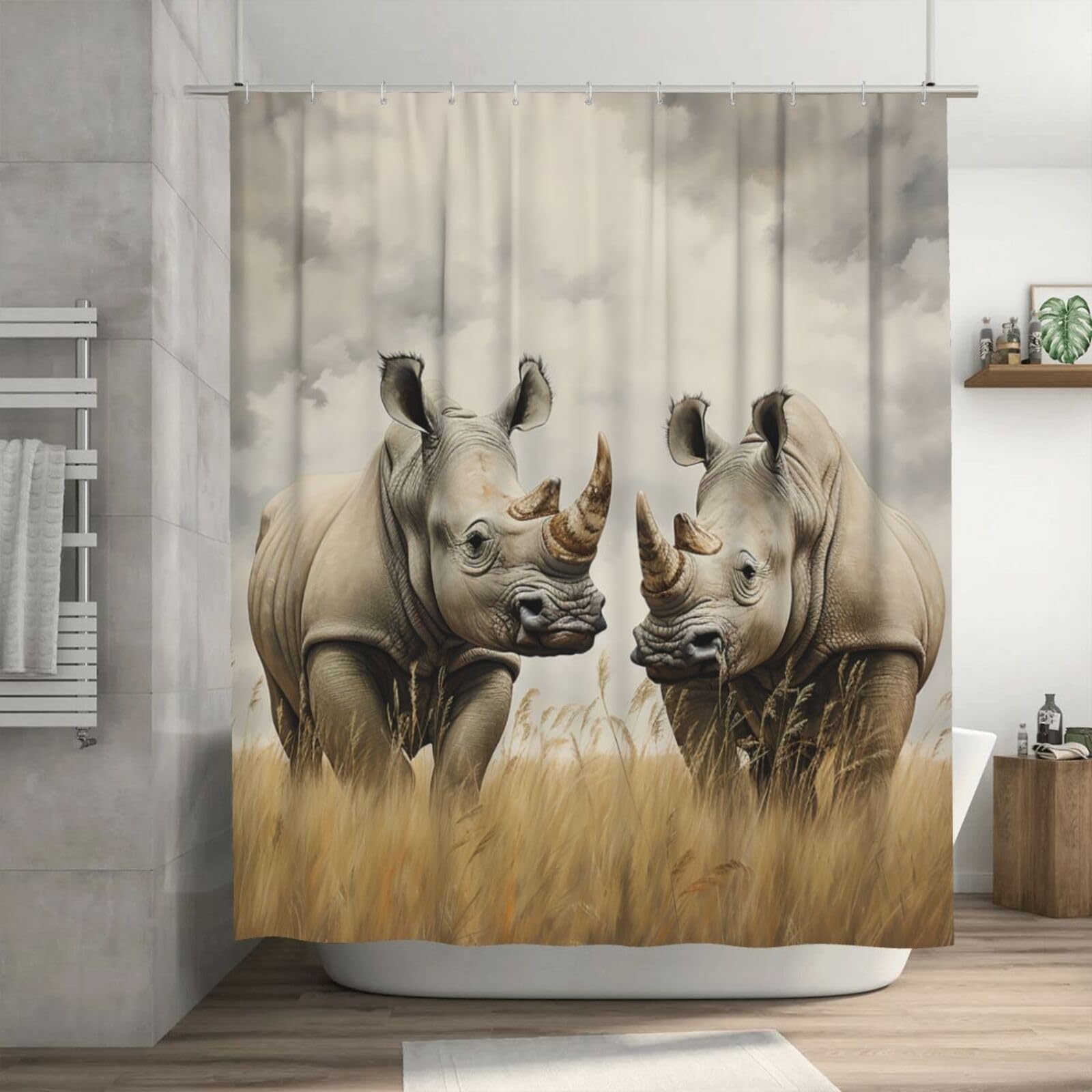 Rideau de douche rhinocéros épais anti-moisissure pour sol sec garanti