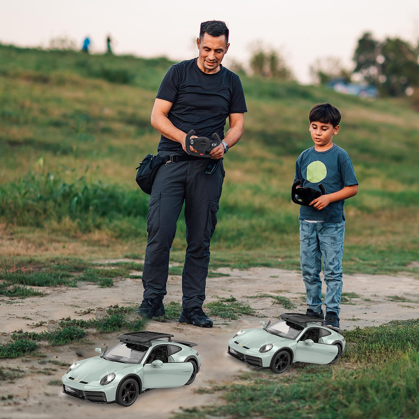 JAMARA 402214 Porsche 911 Dakar Performance 1:14 2,4 GHz – zdalnie sterowany samochód, samochód RC, dziecięcy samochód zabawkowy z pilotem zdalnego sterowania, prezent dla dzieci, wierne lakierowanie