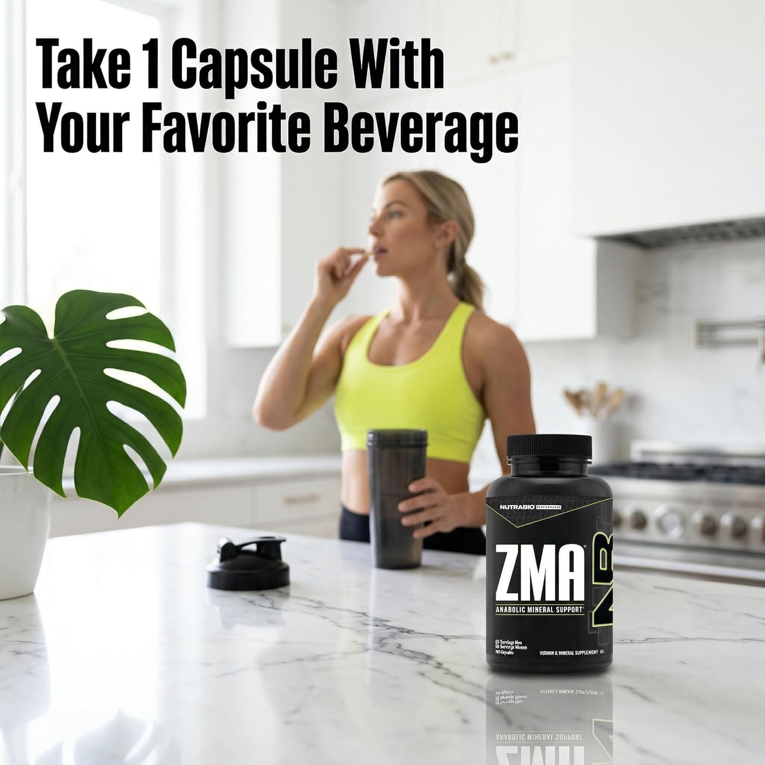 NutraBio ZMA Supplements for Men & Women- Zinc Magnesium Supplements to Support Hormone Levels, Peak Performance, Sleep, Muscle Recovery, Immune Health, 180 Ct.