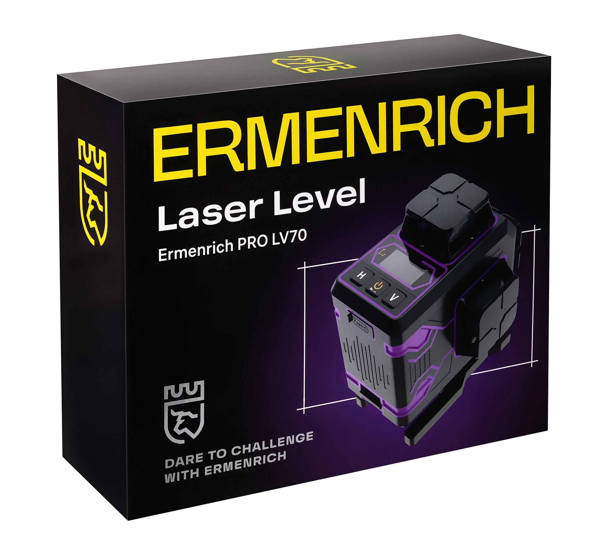 PRO LV70 Samopoziomujący Poziomica Laserowa Tryb Impulsowy 30 m 4D 16 Linii 360° IP54 Pilot Zdalnego Sterowania Mikropodnośnik Podstawa Statyw Uchwyt 2 Akumulatory Li Ion Typ C W Zestawie