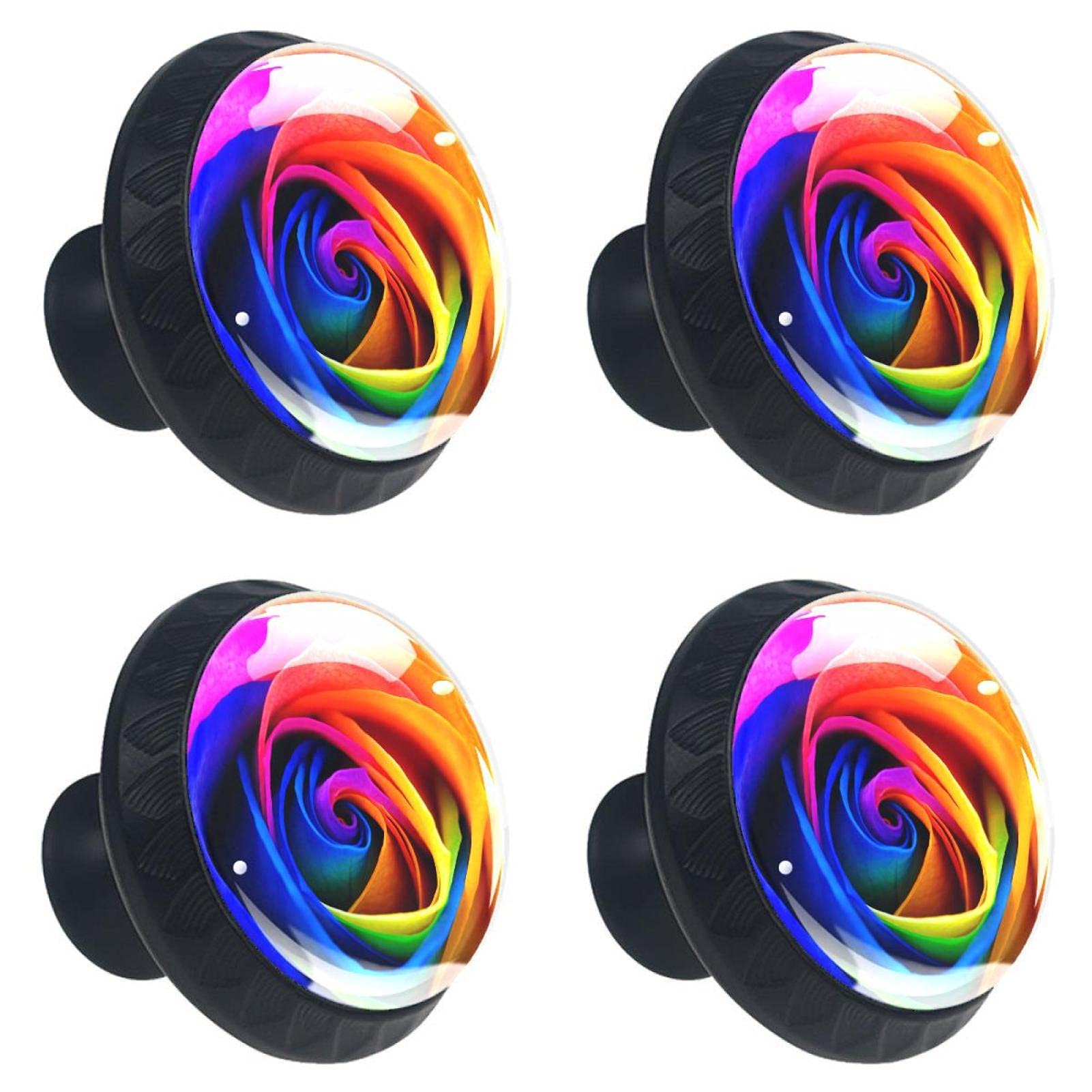 Boutons de placard ronds en verre rose arc-en-ciel 30mm x4