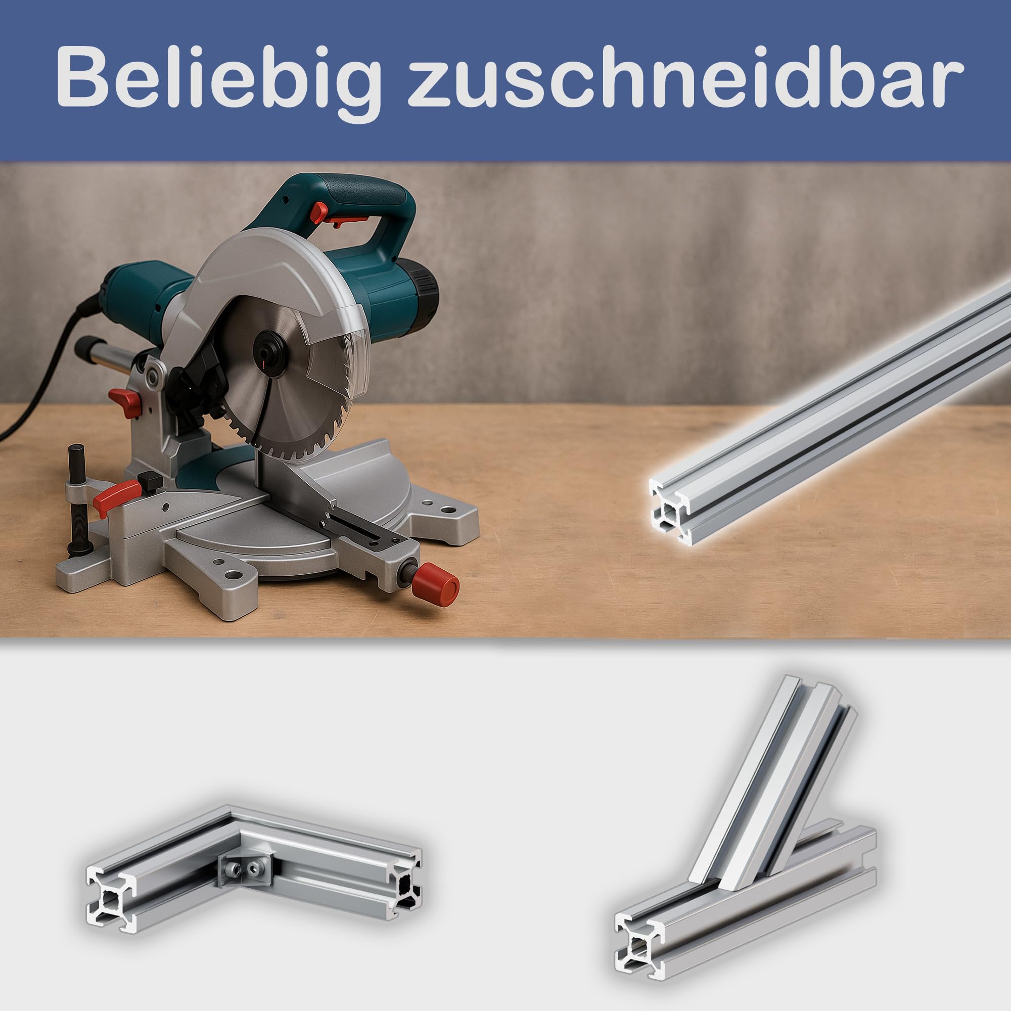 TIVENDIS Montageprofil 20x20 Nut 6 Set 6 Stück 2 Meter Aluminium Alu Profil silber eloxiert Systemprofil für Rahmenbau und Montage
