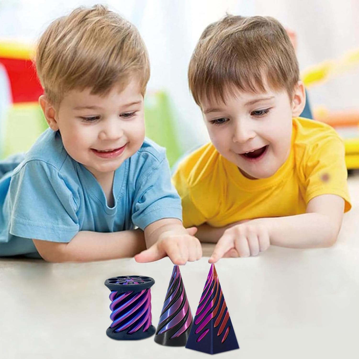 sinirttou 3pcs 3D Printed Spiral Cone Fidget Toy, Cone Stress Relief Toys, Pyramid Passthrough Sculpture - Image 4