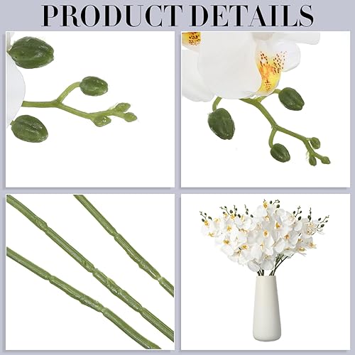 Miniatura 3 de Zeyune 12 flores artificiales Phalaenopsis de 32 pulgadas, orquídeas naturales de flores grandes, 7 flores, flores falsas de Phalaenopsis, plantas